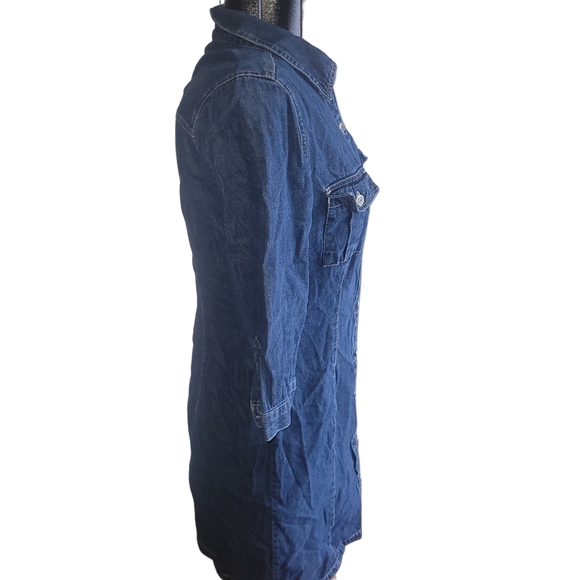 Contrast Denim Button-Up Shirt Style Dress 9 - Picture 4 of 7